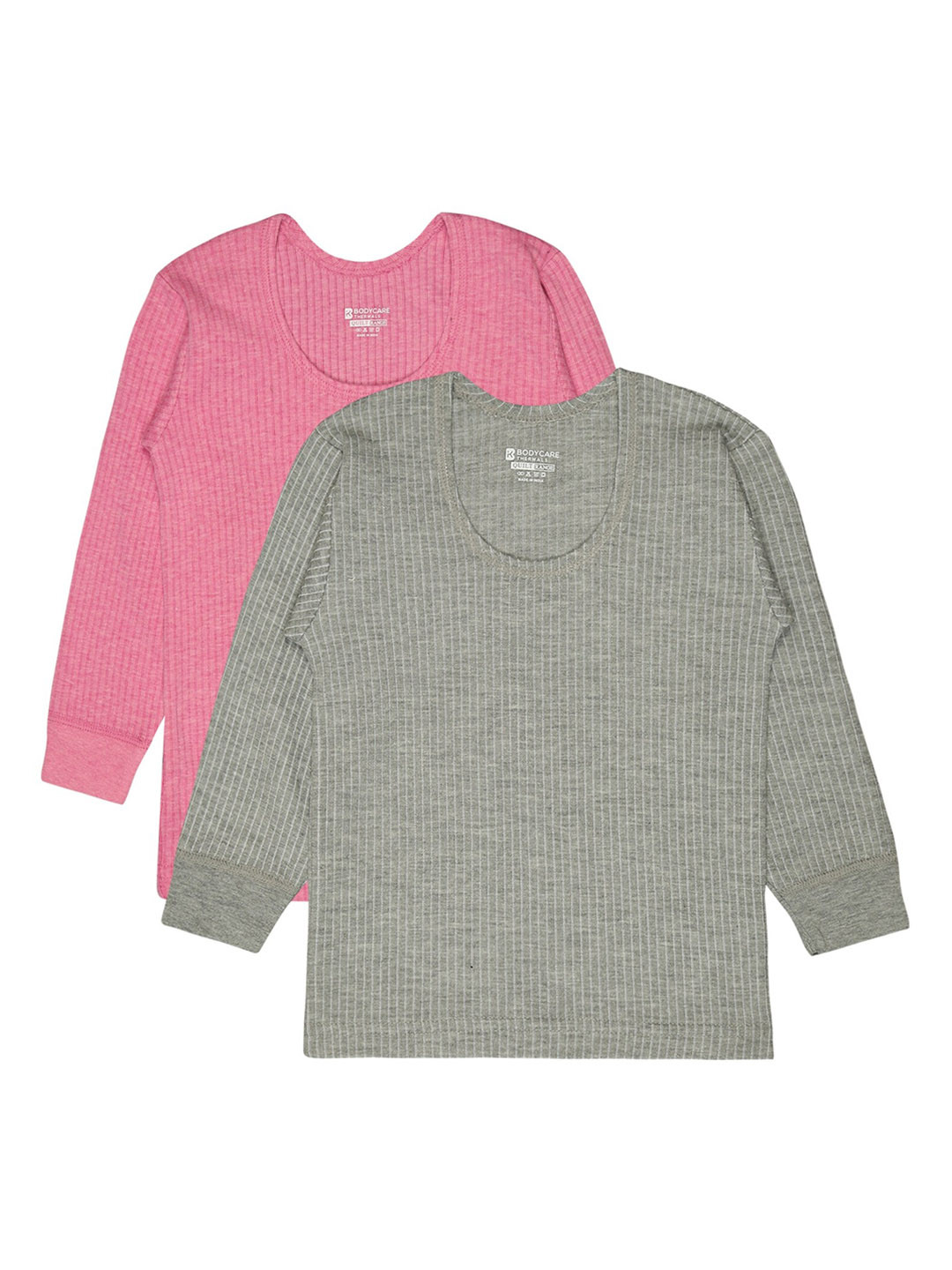 

BODYCARE INSIDER Kids Pack Of 2 Round Neck Full Sleeves Thermal Tops, Grey melange