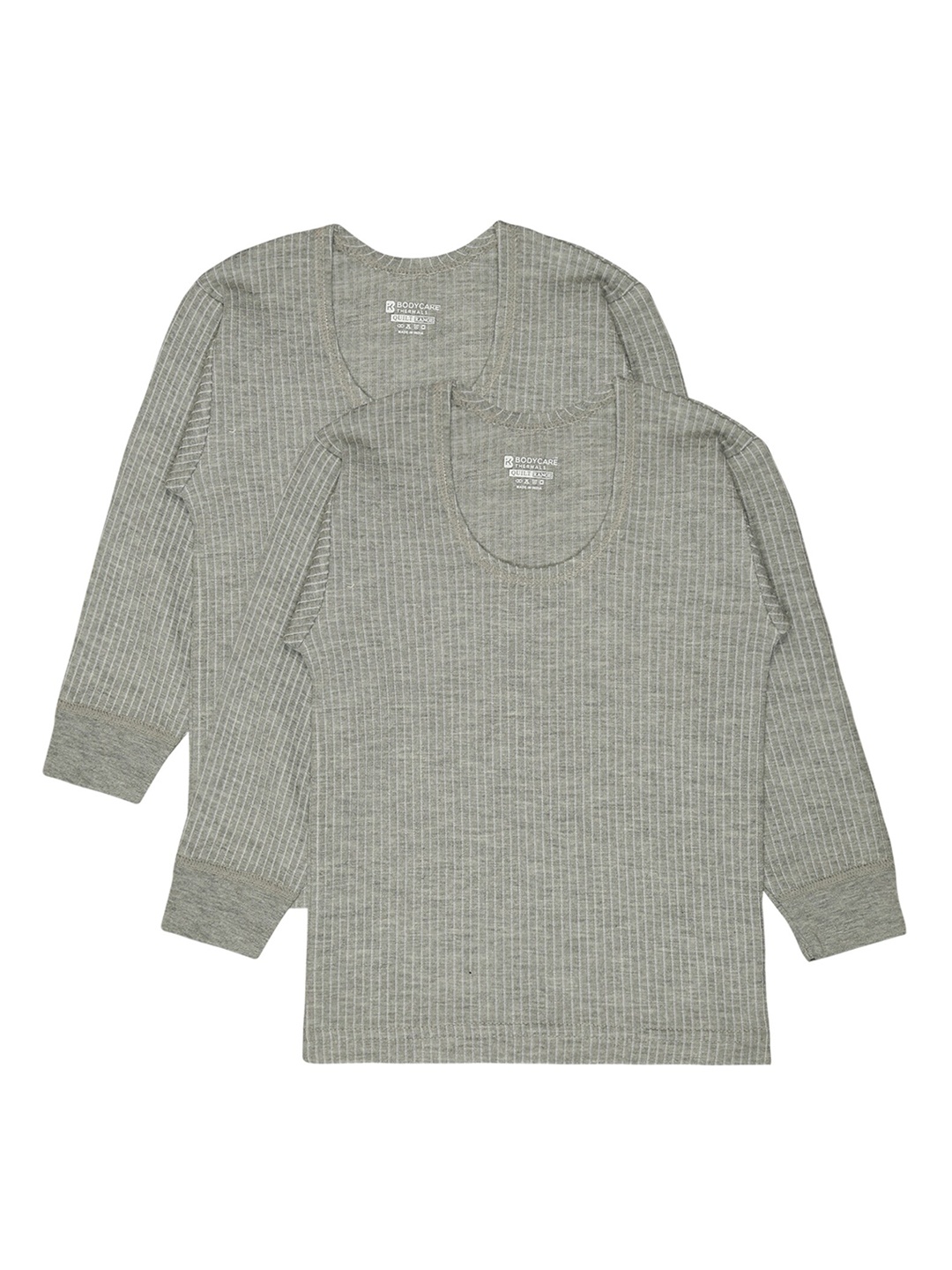

BODYCARE INSIDER Kids Pack Of 2 Round Neck Full Sleeves Thermal Tops, Grey melange