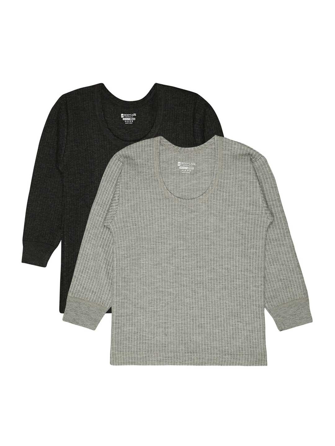 

BODYCARE INSIDER Infant Pack Of 2 Round Neck Full Sleeves Thermal Tops, Charcoal