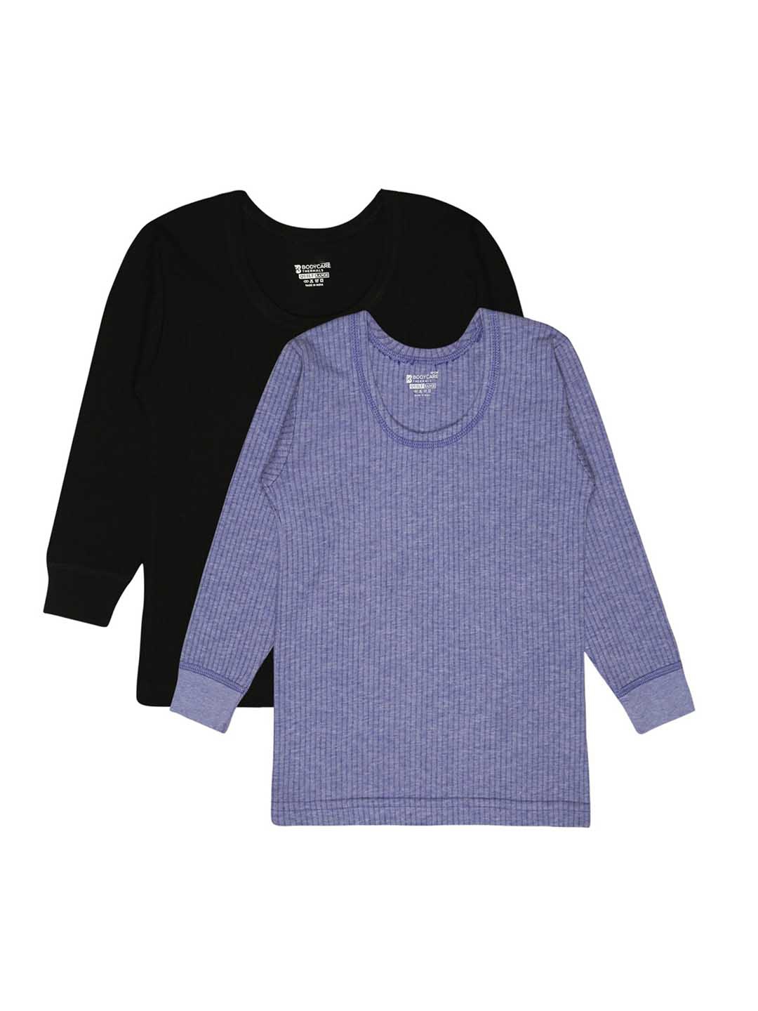 

BODYCARE INSIDER Kids Pack Of 2 Round Neck Full Sleeves Thermal Tops, Black