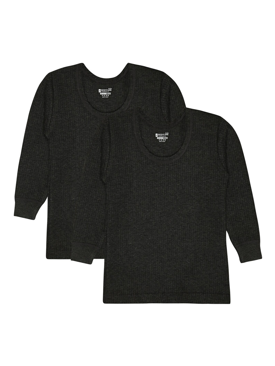 

BODYCARE INSIDER Kids Pack Of 2 Round Neck Full Sleeves Thermal Tops, Charcoal