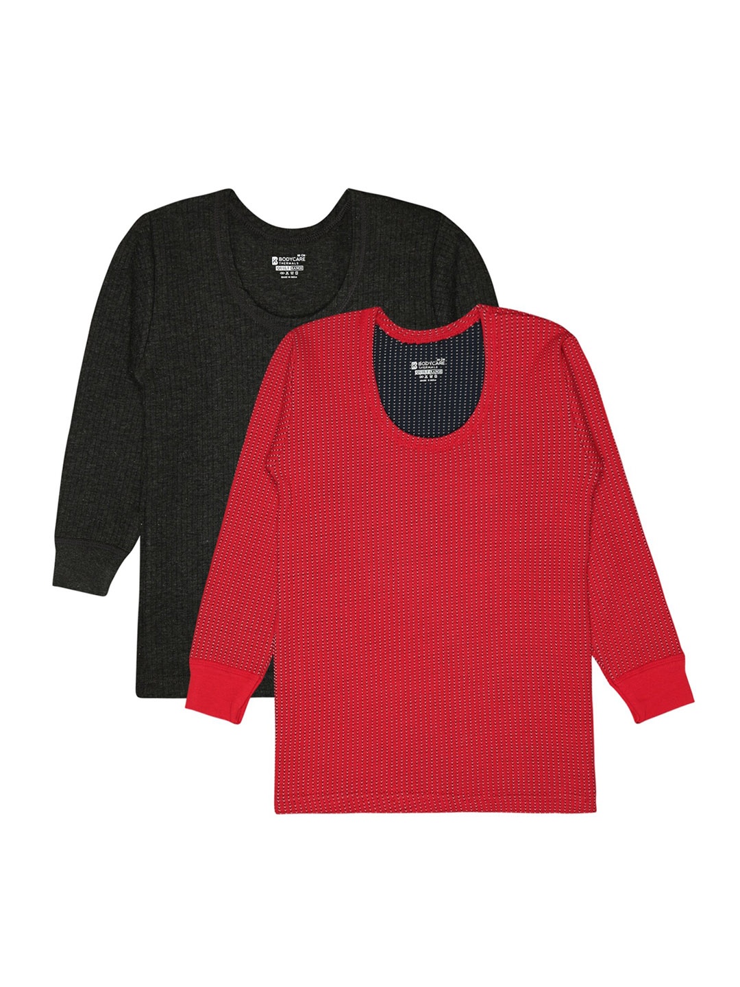 

BODYCARE INSIDER Kids Pack Of 2 Striped Thermal Tops, Red