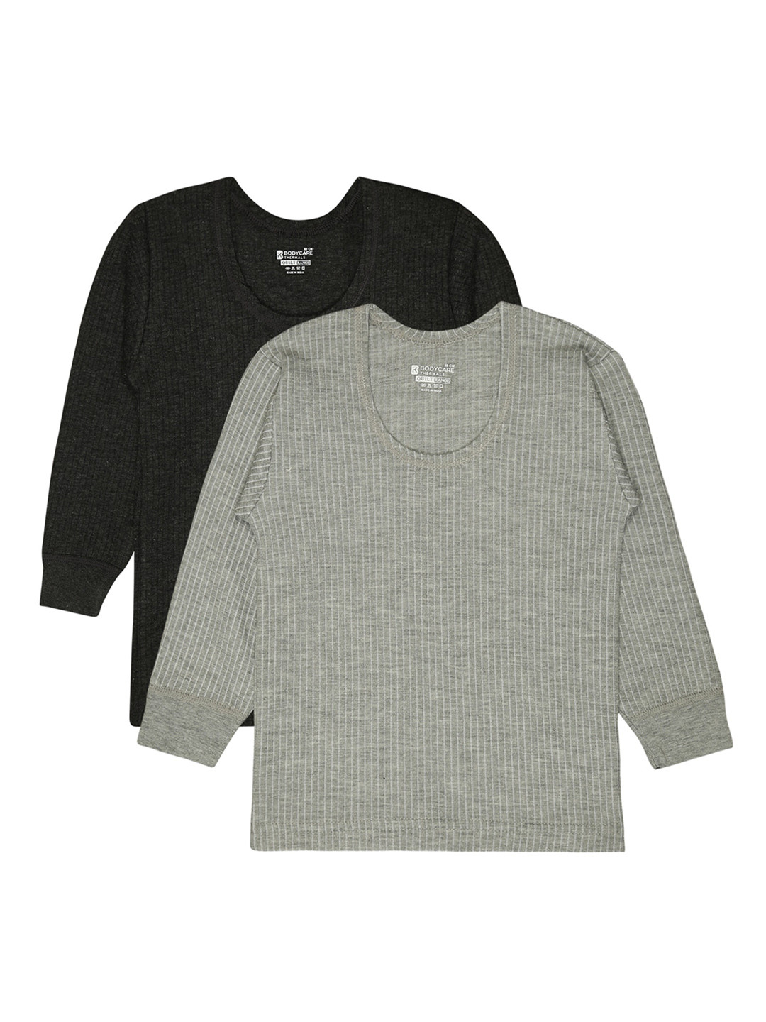 

BODYCARE INSIDER Kids Pack Of 2 Round Neck Full Sleeves Thermal Tops, Charcoal