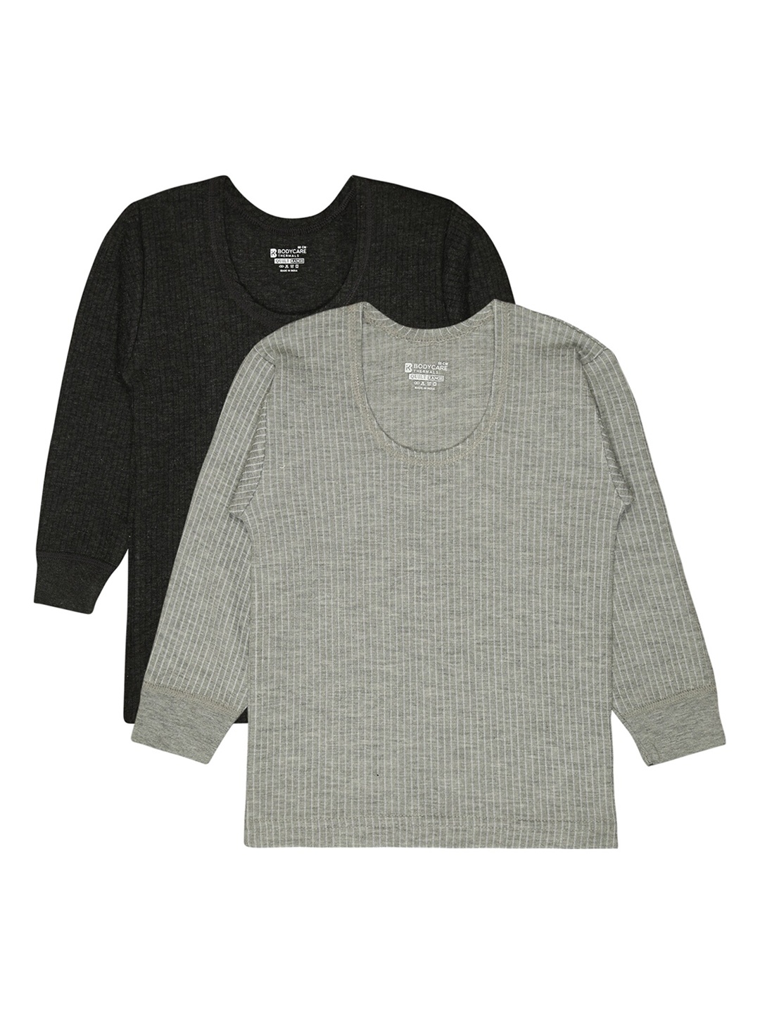 

BODYCARE INSIDER Infants Pack Of 2 Ribbed Round Neck Thermal Tops, Charcoal