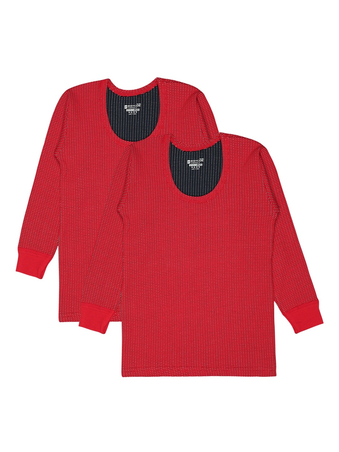 

BODYCARE INSIDER Infants Pack Of 2 Self Design Round Neck Thermal Tops, Red