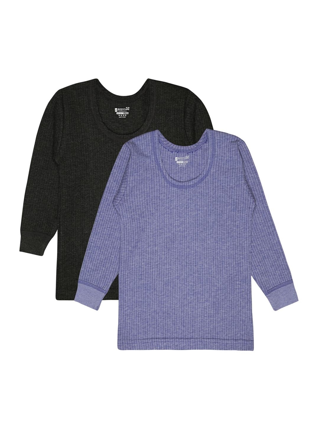 

BODYCARE INSIDER Infants Pack Of 2 Ribbed Round Neck Thermal Tops, Charcoal