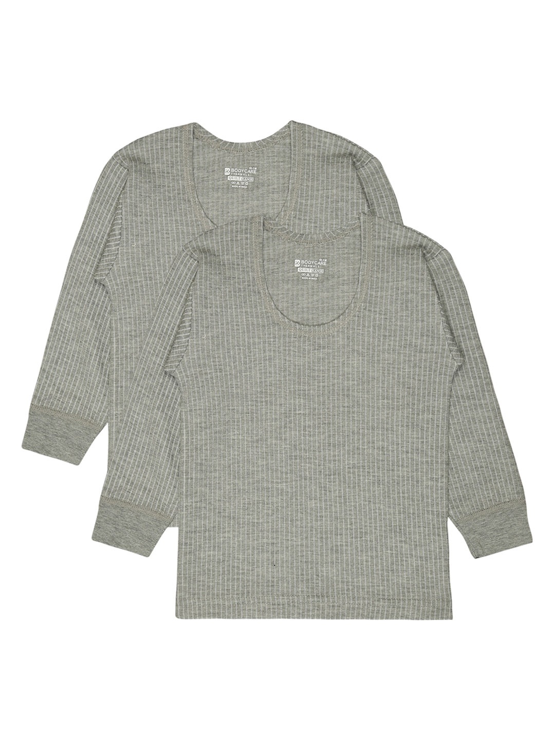 

BODYCARE INSIDER Infant Pack Of 2 Ribbed Round Neck Long Sleeves Thermal Tops, Grey melange