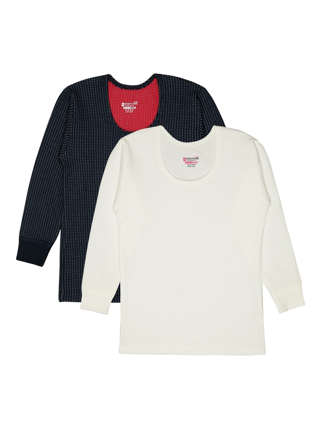 

BODYCARE INSIDER Kids Pack Of 2 Striped Thermal Tops, Navy blue