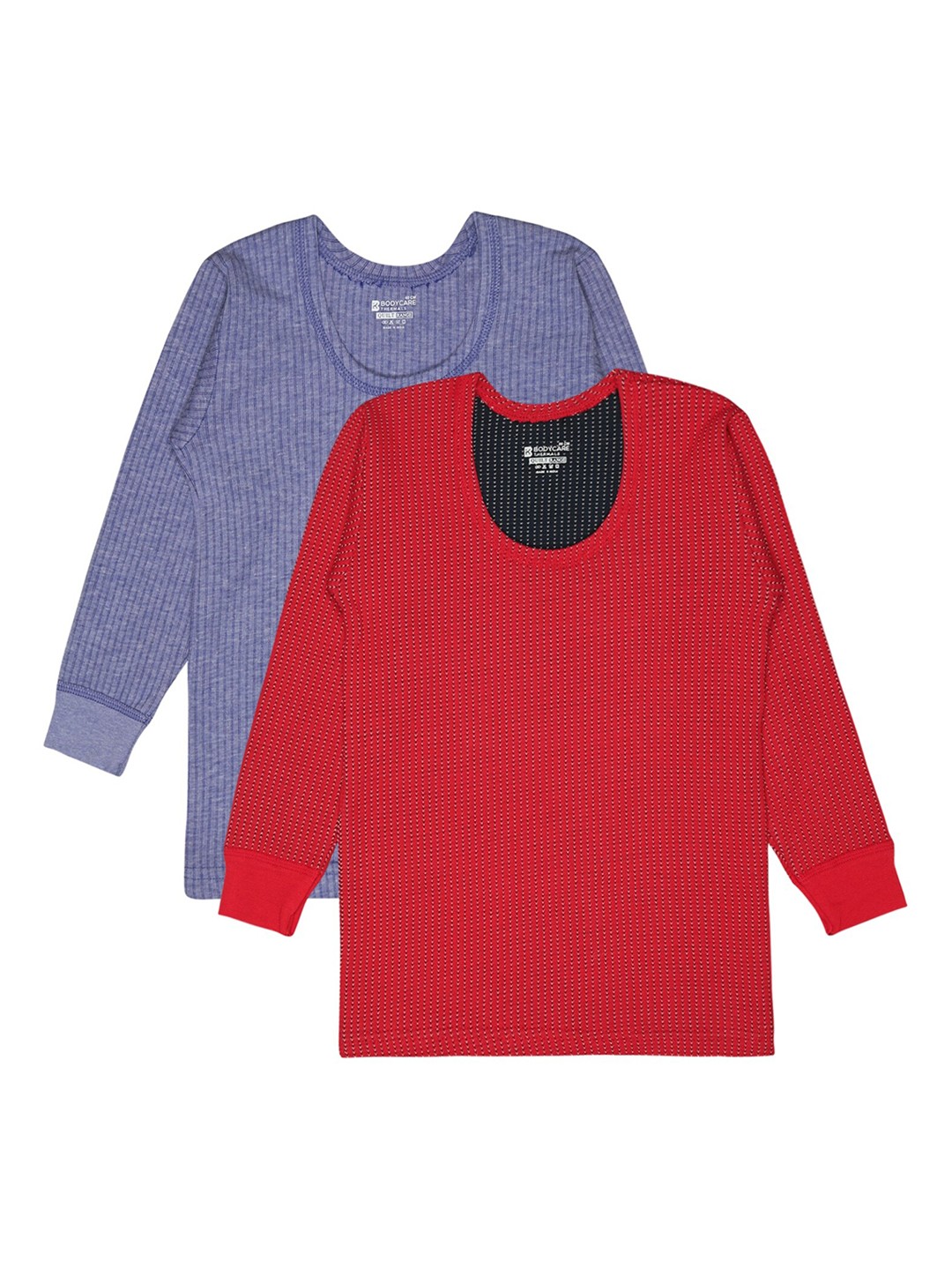 

BODYCARE INSIDER Kids Pack Of 2 Striped Ribbed Thermal Tops, Blue