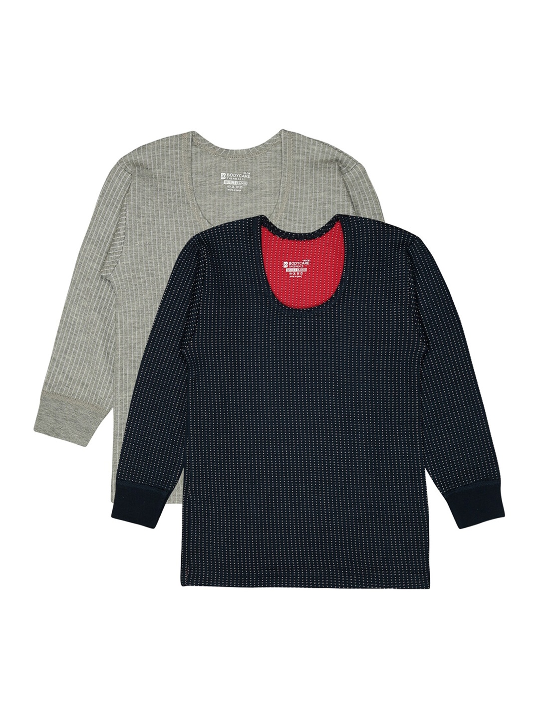 

BODYCARE INSIDER Infants Pack Of 2 Round Neck Thermal Tops, Grey melange