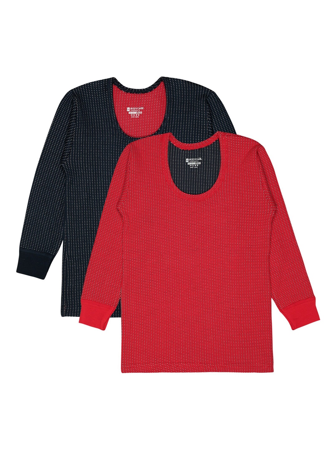 

BODYCARE INSIDER Kids Pack Of 2 Self Design Thermal Tops, Navy blue