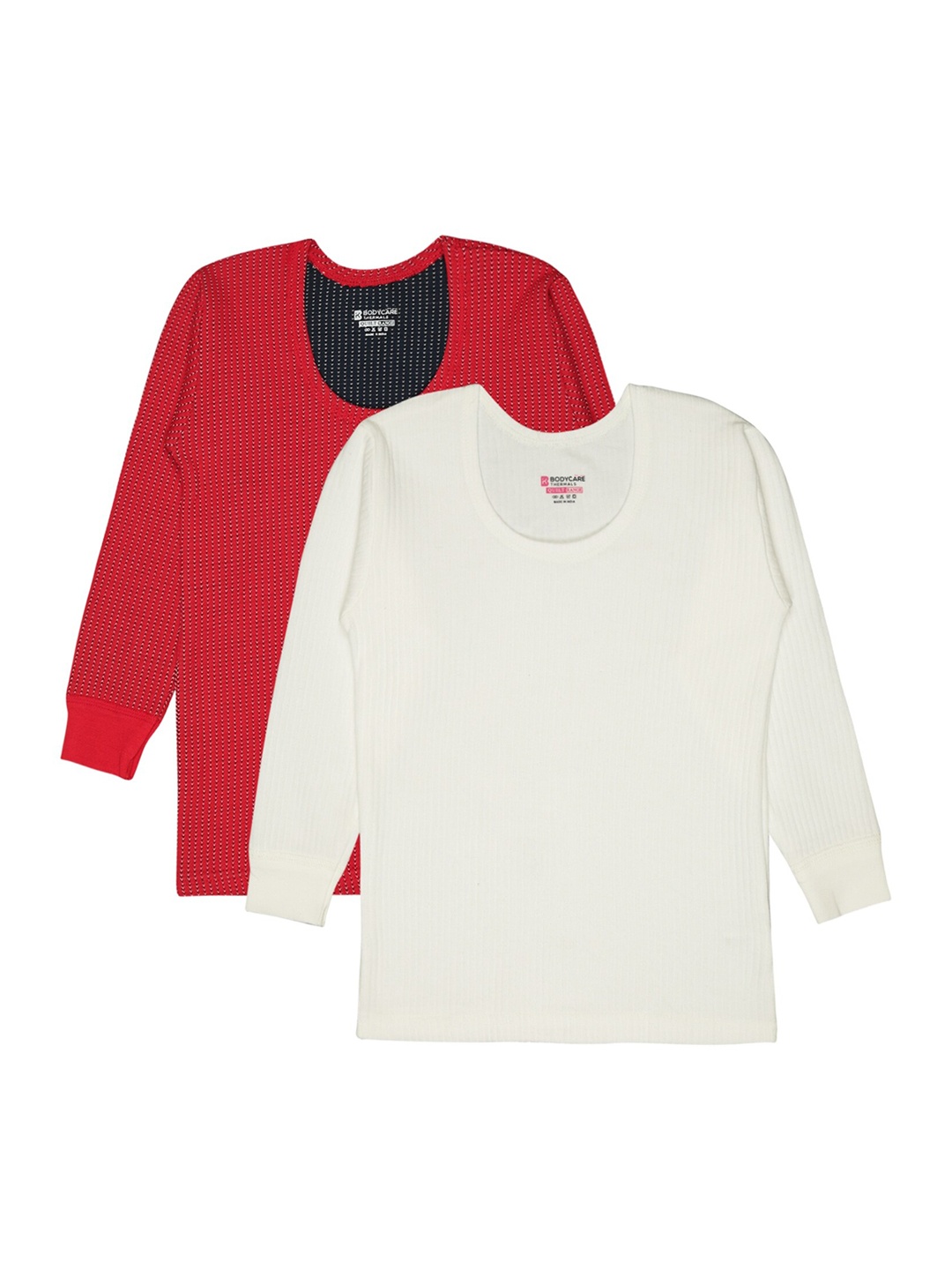 

BODYCARE INSIDER Kids Pack Of 2 Ribbed Long Sleeves Thermal Tops, Red