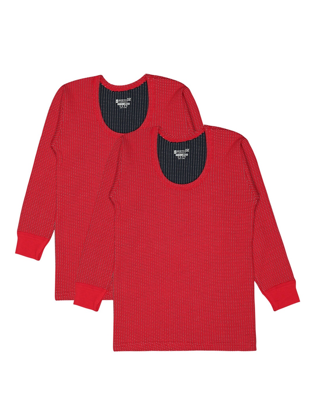 

BODYCARE INSIDER Kids Pack Of 2 Printed Round Neck Thermal Tops, Red