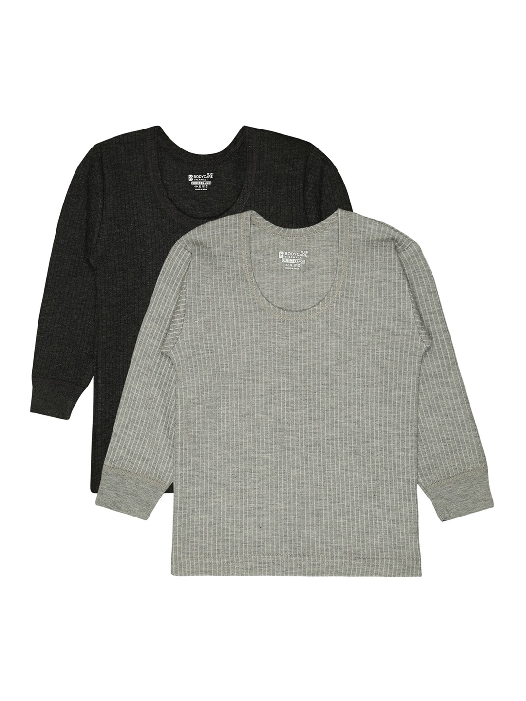 

BODYCARE INSIDER Kids Pack Of 2 Ribbed Thermal Tops, Charcoal
