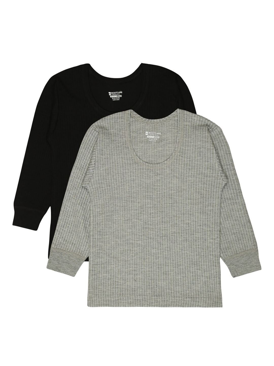 

BODYCARE INSIDER Kids Pack Of 2 Round Neck Thermal Tops, Black