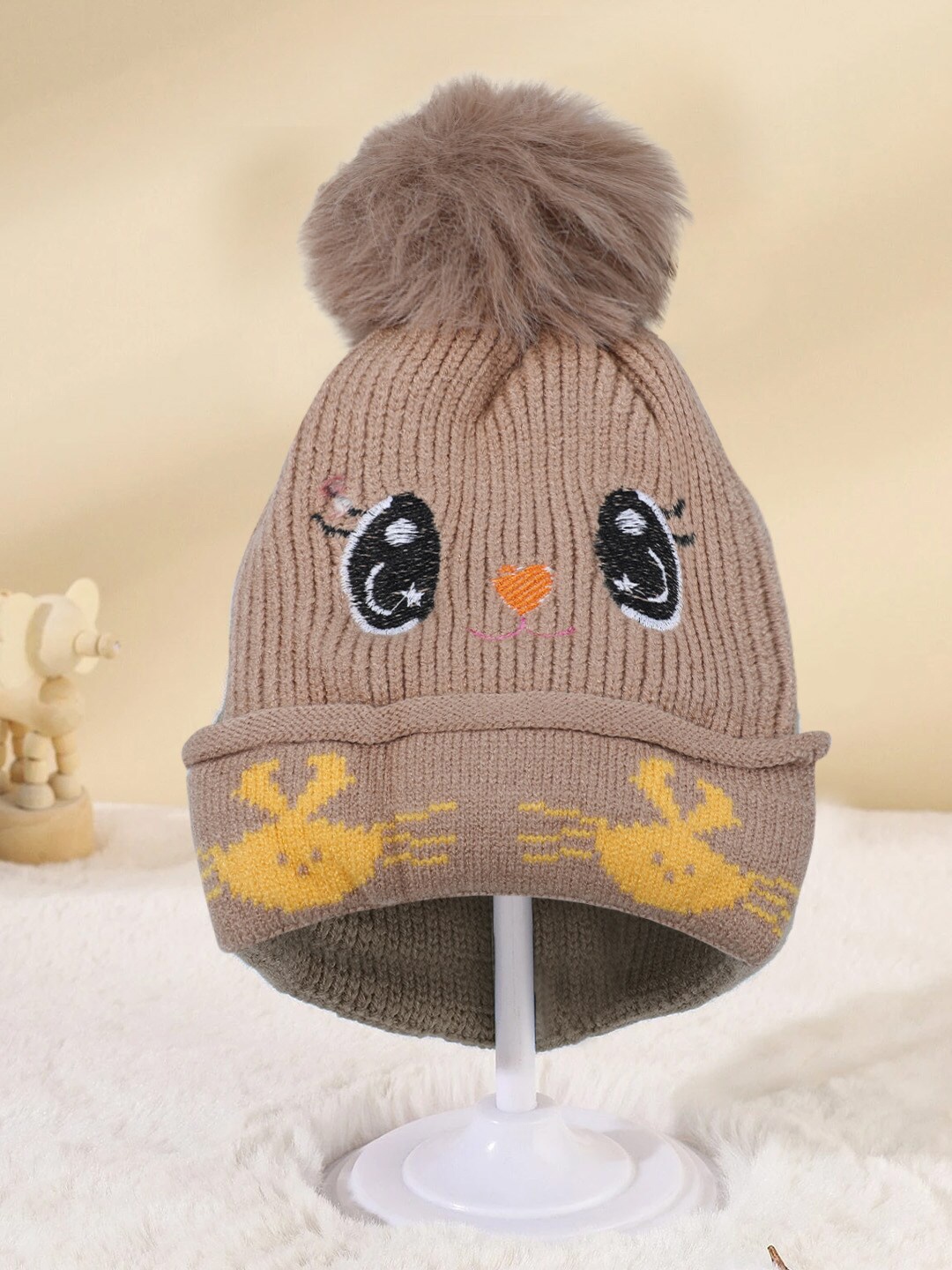 

Baby Moo Infants Self Design Woollen Beanie, Beige