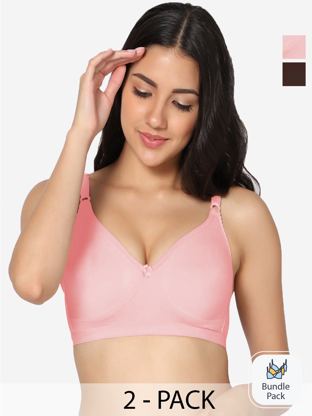 

In Care Pack Of 2 Full Coverage Pure Cotton Bra With All Day Comfort, Pink