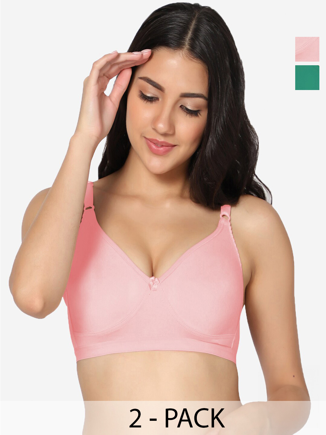 

In Care Pack Of 2 Full Coverage Pure Cotton Bra With All Day Comfort, Green