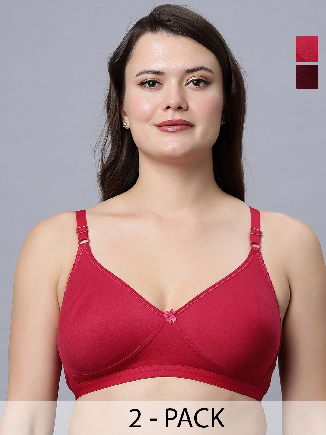 

In Care Pack Of 2 Full Coverage Pure Cotton T-Shirt Bra With All Day Comfort, Pink