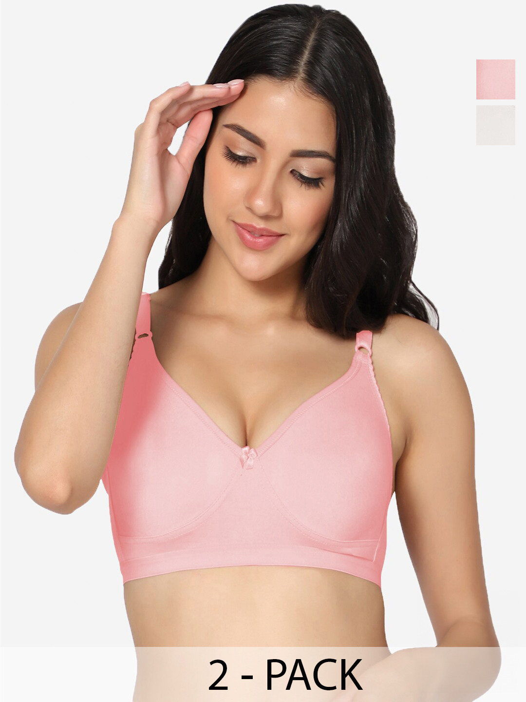

In Care Pack Of 2 Full Coverage Non Padded Pure Cotton T-shirt Bra With All Day Comfort, White