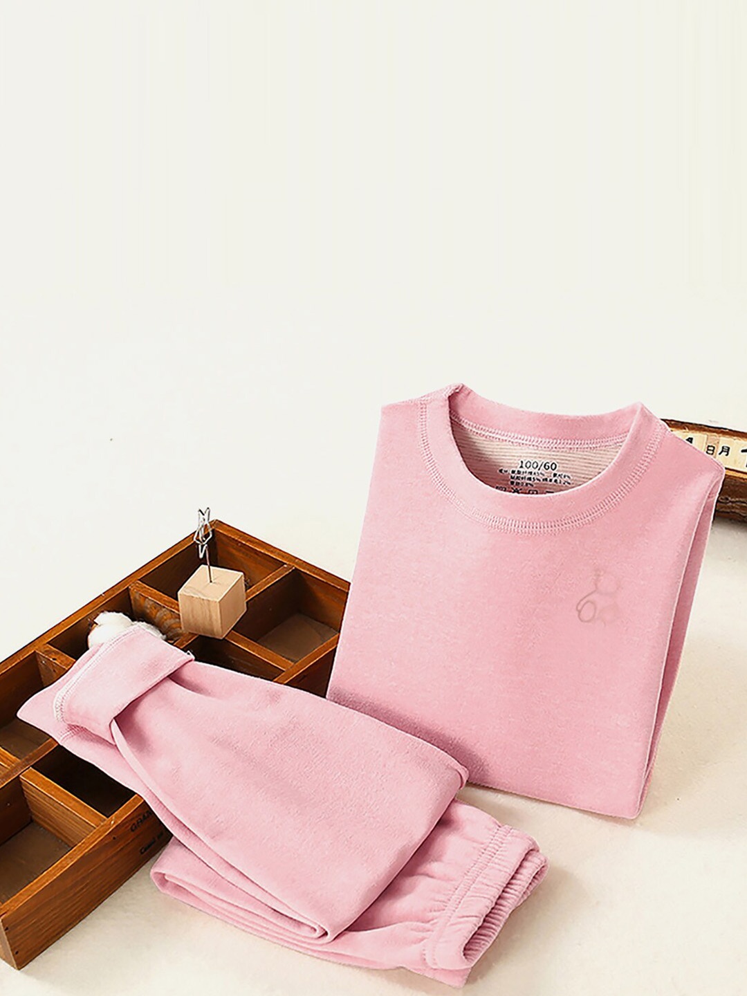 

Little Surprise Box LLP Kids Round Neck Thermal Set, Pink