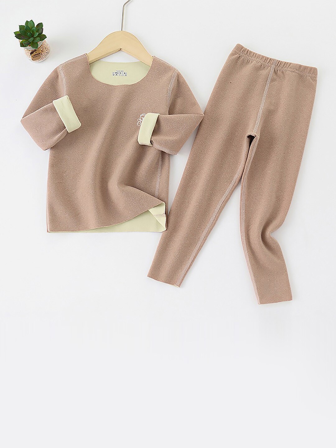 

Little Surprise Box LLP Kids Round Neck Thermal Set, Brown