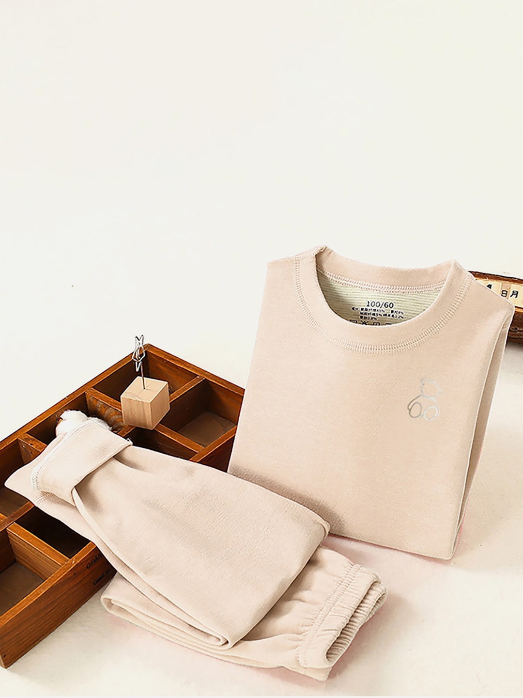 

Little Surprise Box LLP Kids Winter Thermal Set, Cream