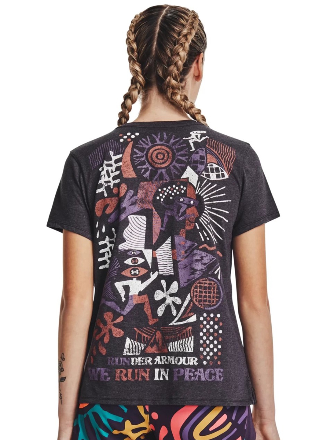 

UNDER ARMOUR Run In Peace Graphic Printed Short Sleeves T-Shirt, Black