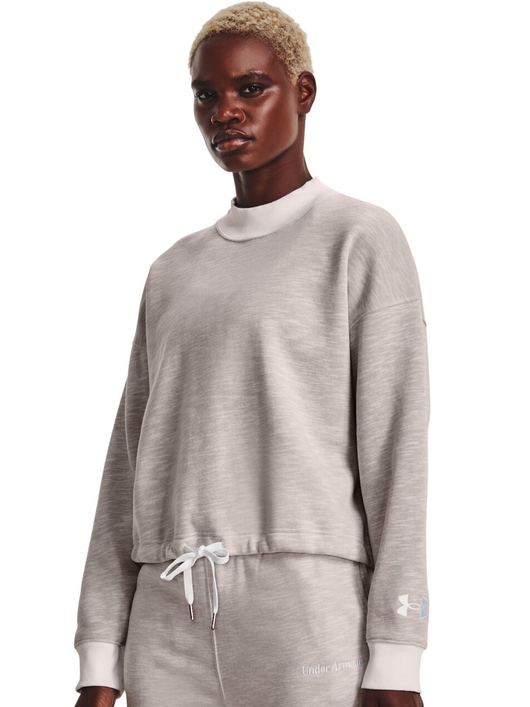 

UNDER ARMOUR Essential Fleece Script Crew Neck Relaxed Fit T-Shirt, Grey melange