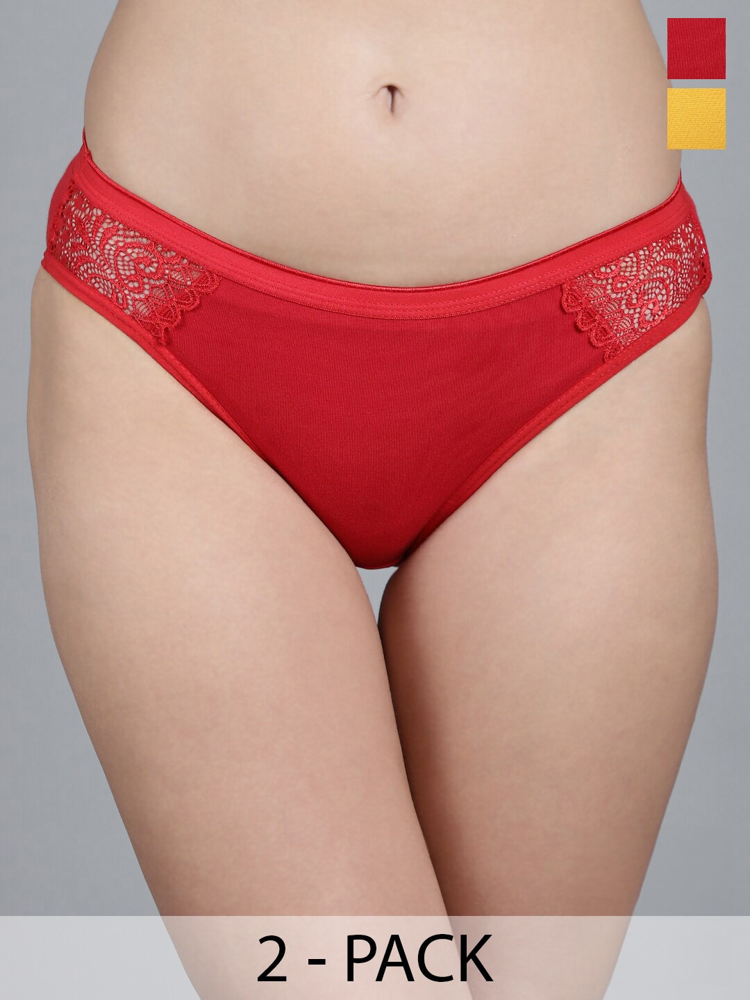 

GRACIT Pack of 2 Mid-Rise Hipster Briefs, Yellow