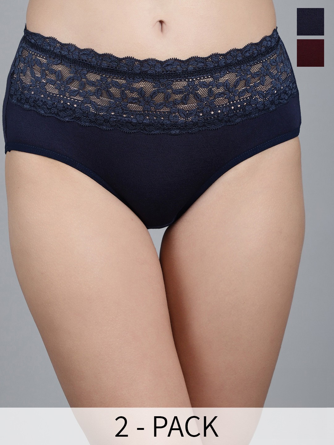 

GRACIT Pack Of 2 Self Design Hipster Briefs, Maroon