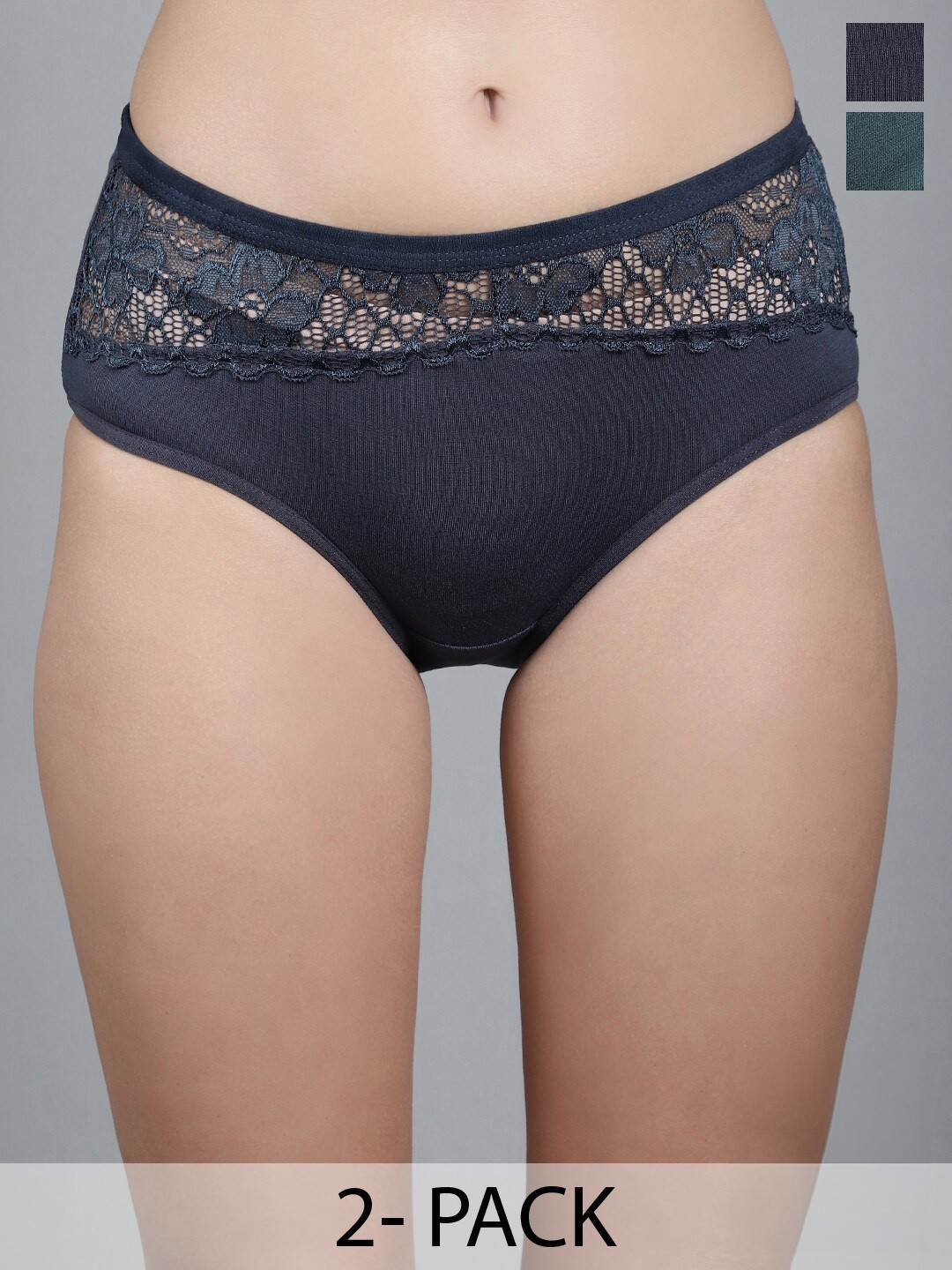 

GRACIT Pack Of 2 Self Design Hipster Briefs, Grey