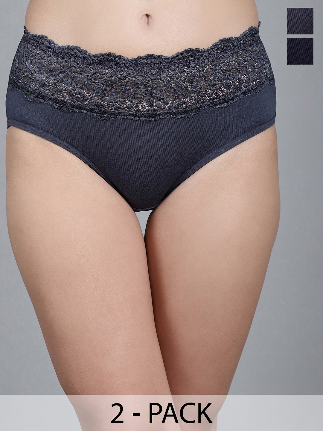

GRACIT Pack Of 2 Hipster Briefs, Grey