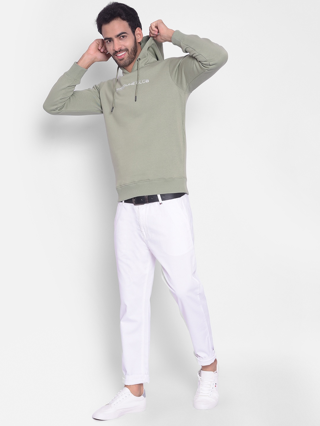 

Crimsoune Club Typography Printed Hooded Sweatshirt, Olive