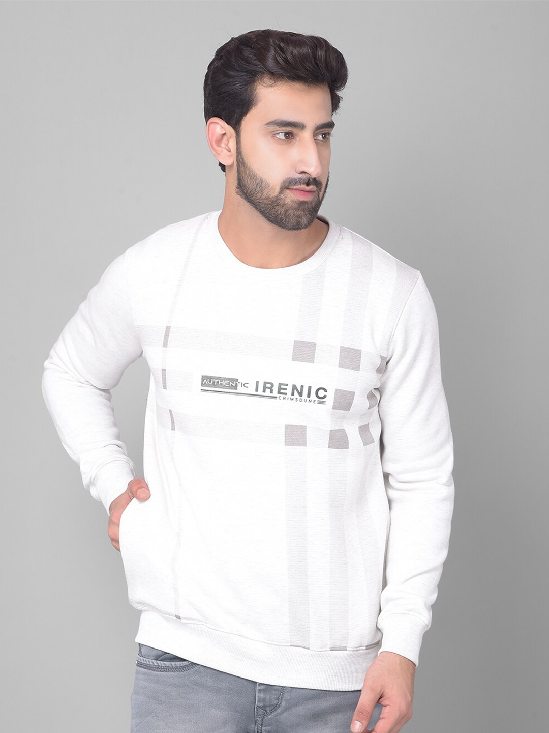 

Crimsoune Club Typography Printed Round Neck Pullover, White