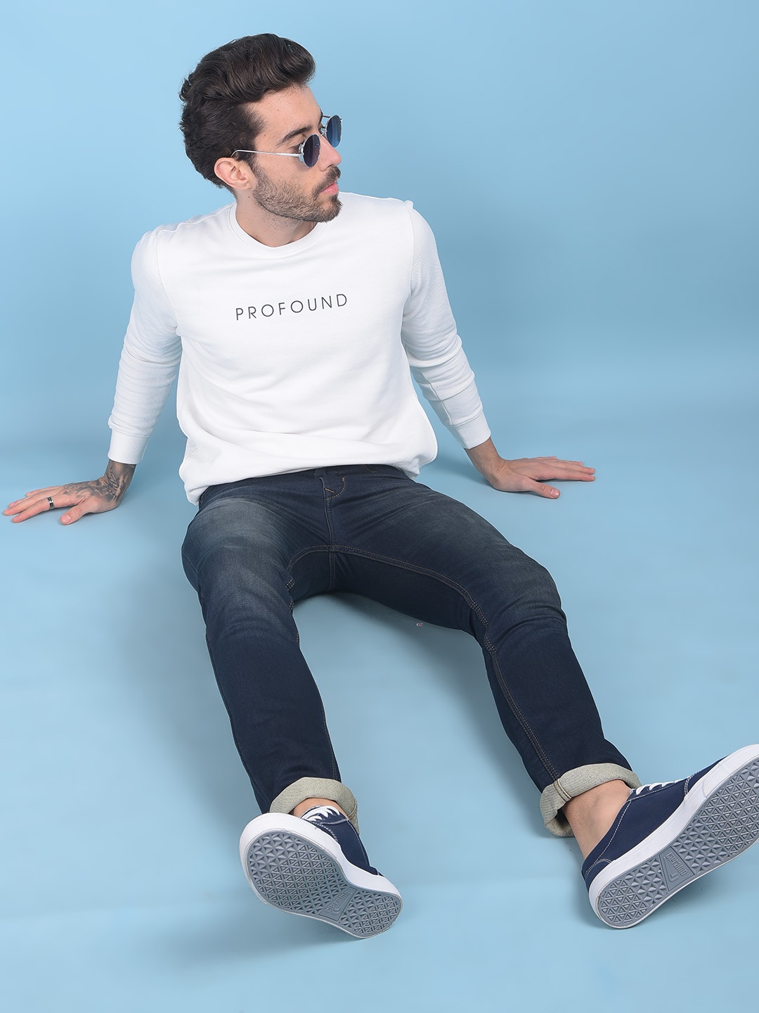 

Crimsoune Club Typography Printed Round Neck Pullover, White