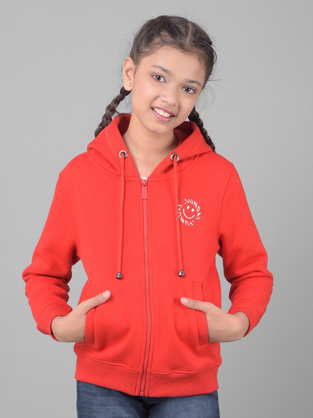 

Crimsoune Club Girls Hooded Front-Open Sweatshirt, Red
