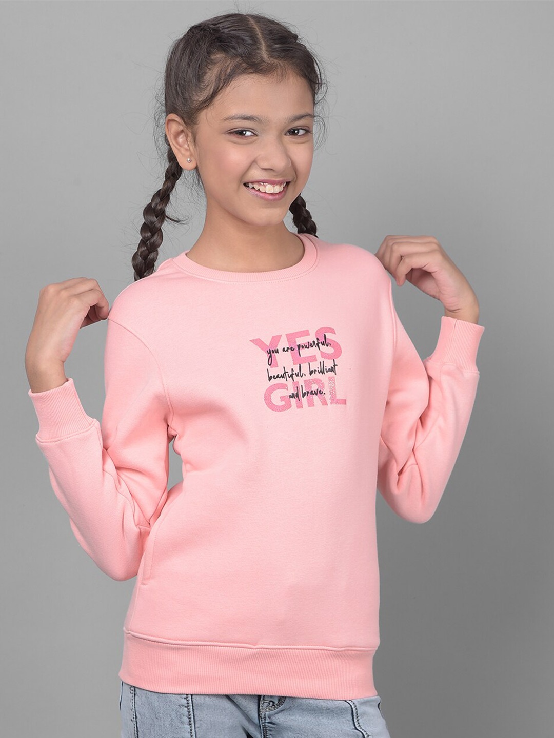 

Crimsoune Club Girls Typographic Printed Sweatshirt, Pink