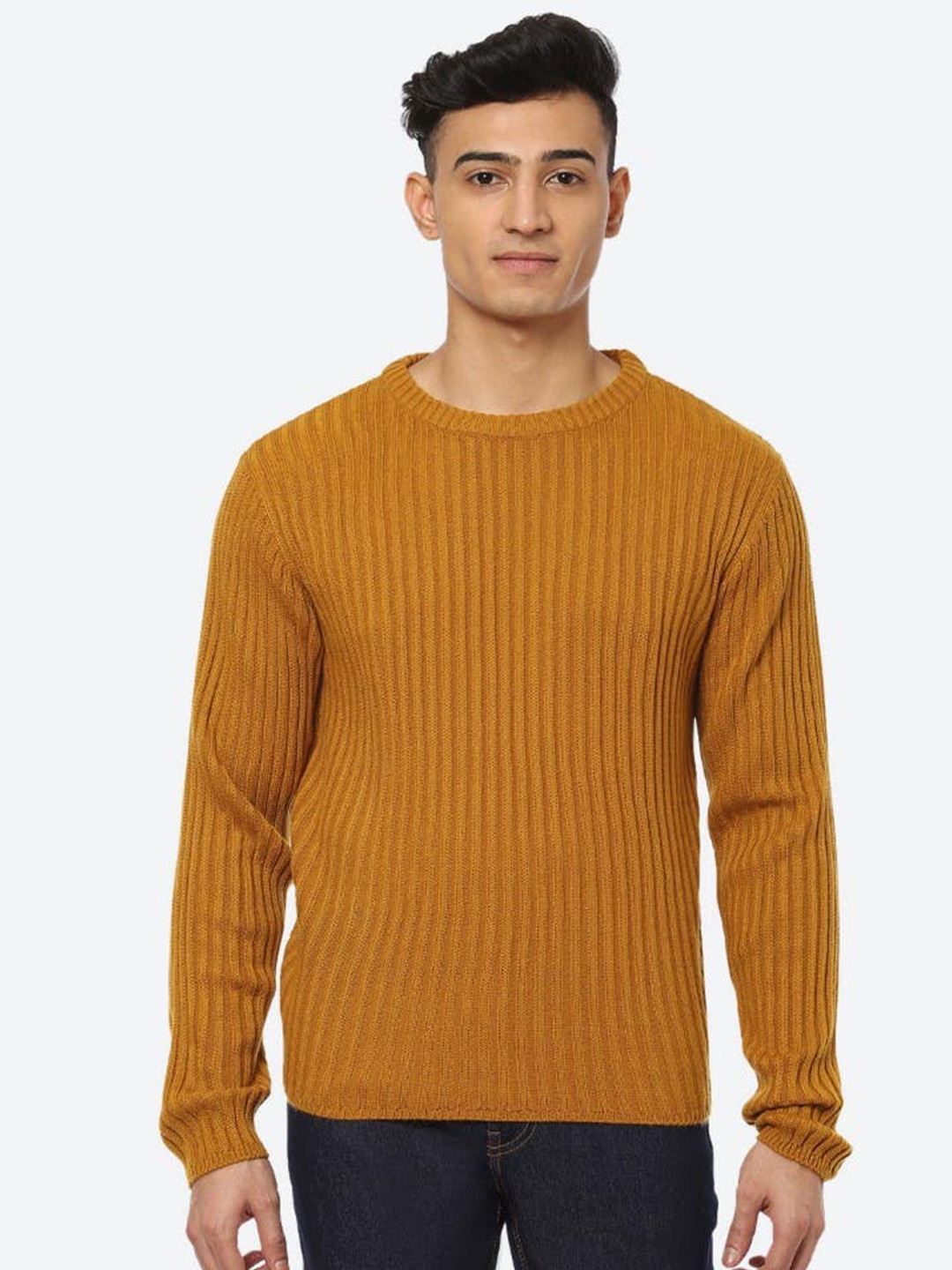 

2Bme Striped Round Neck Pullover, Yellow