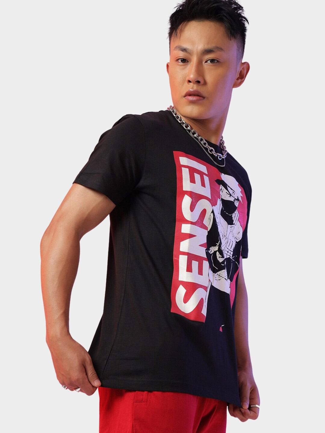 

Fans Army Kakashi Sensei Printed Pure Cotton T-shirt, Black