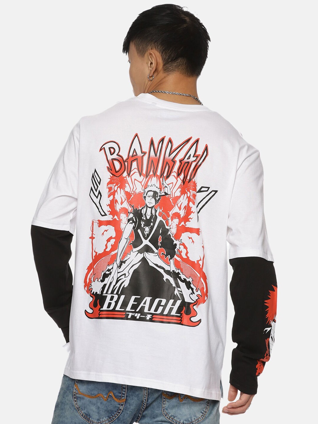 

Fans Army Anime Bankai Printed Pure Cotton Oversized T-shirt, White
