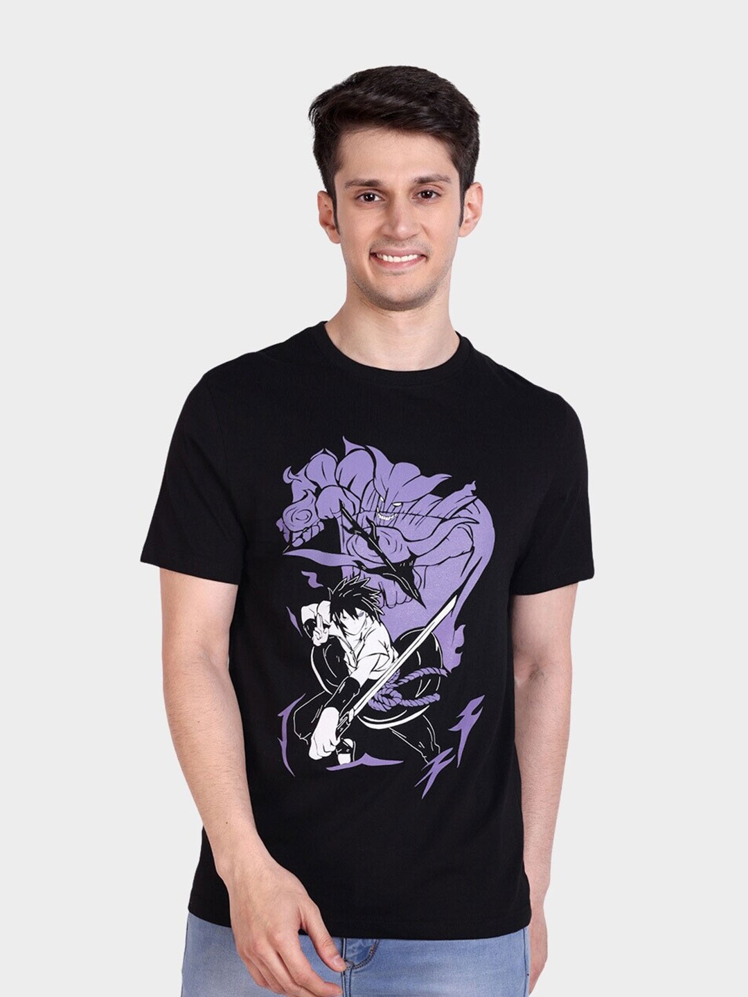 

Fans Army Superhero Naruto Graphic Printed Pure Cotton T-shirt, Black
