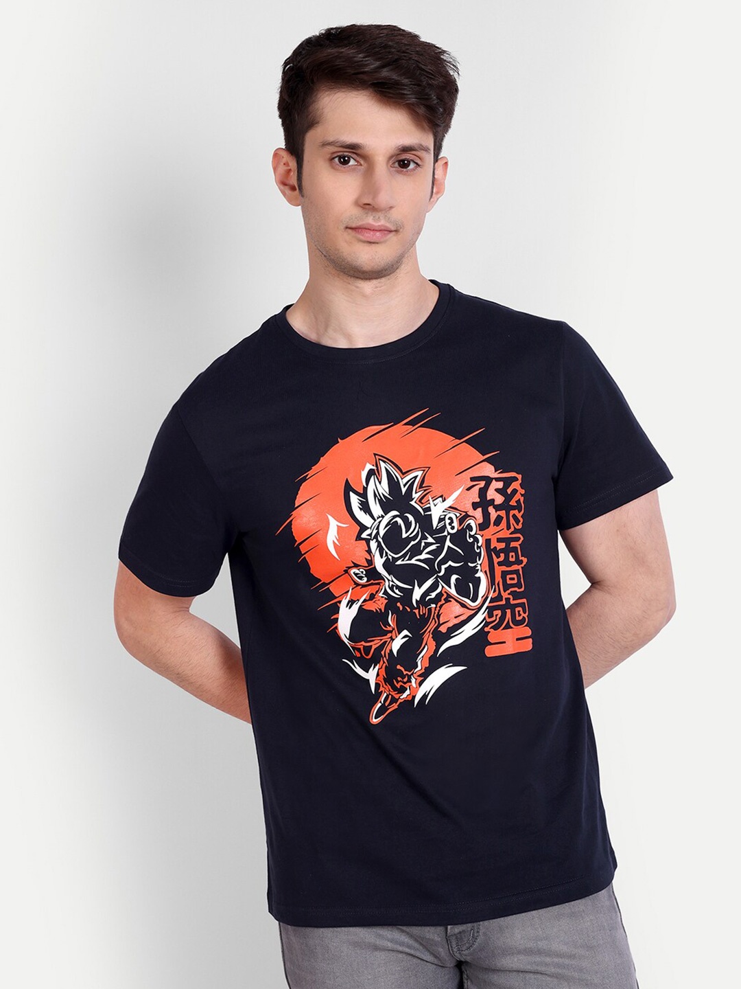 

Fans Army Dragon Ball Z Ultra Instinct Goku Printed Pure Cotton T-Shirt, Navy blue