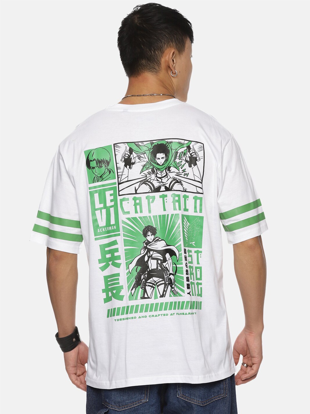 

Fans Army Graphic Printed Pure Cotton Oversized T-Shirt, White