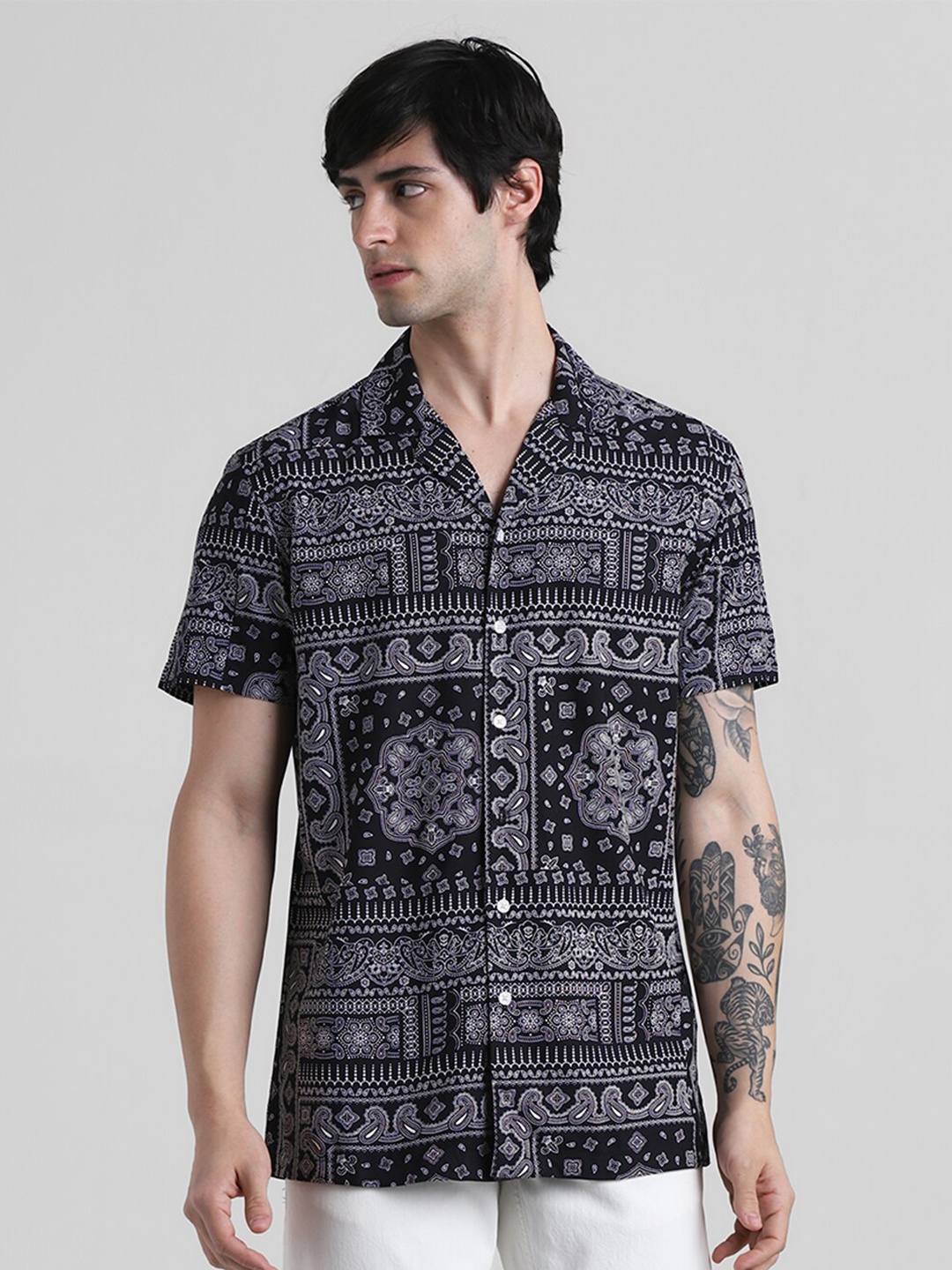 

Jack & Jones Ethnic Motifs Printed Casual Shirt, Black