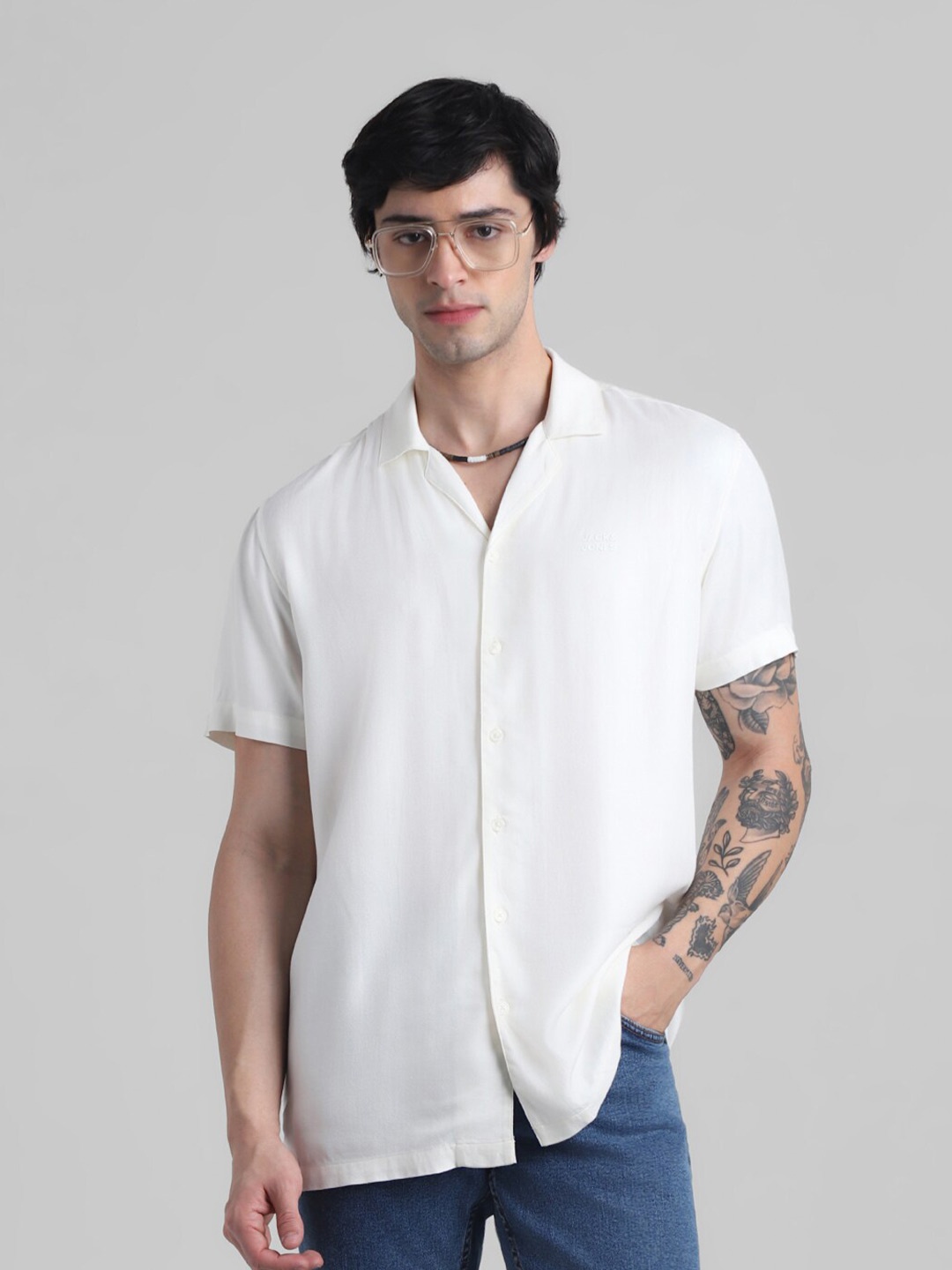 

Jack & Jones Opaque Spread Collar Casual Shirt, White