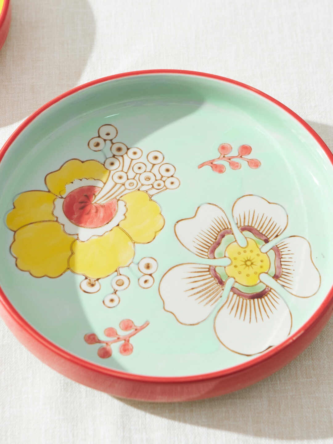 

Chumbak Hibiscus Bloom Turquoise Blue & Yellow Floral Printed Ceramic Food Platter