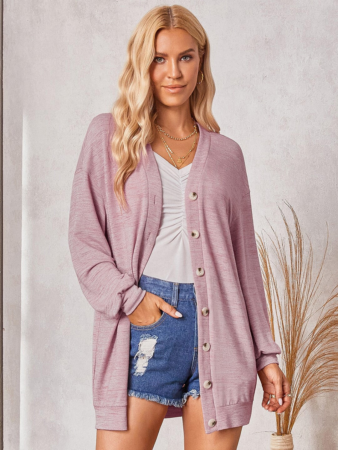 

StyleCast Pink V-Neck Longline Cardigan