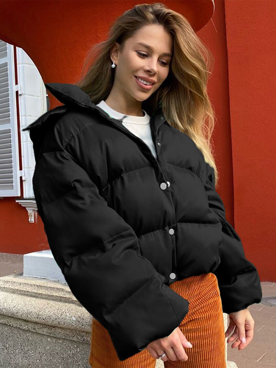 

StyleCast Black Mock Neck Puffer Jacket