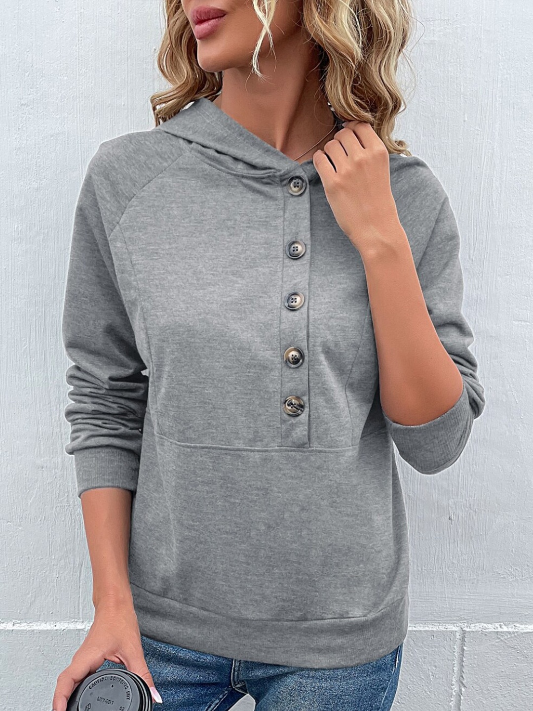 

StyleCast Grey Hooded Shirt Style Top